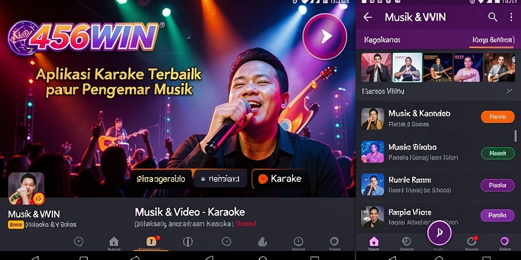Antarmuka aplikasi 456WIN dengan fitur karaoke yang menarik.