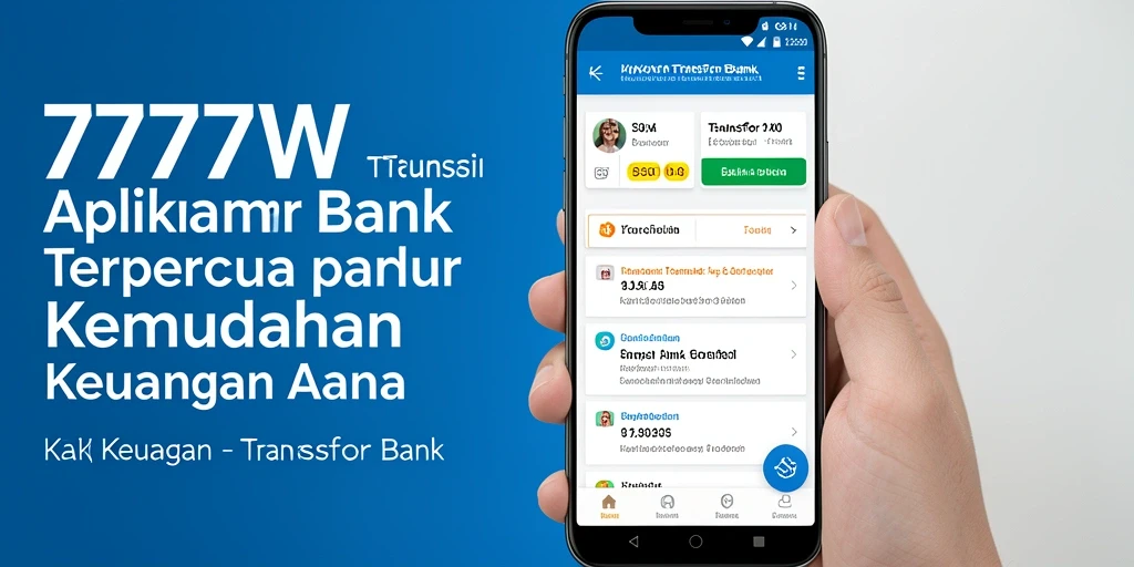 Screenshot antarmuka utama 7777W menunjukkan kemudahan penggunaan aplikasi Transfer Bank.
