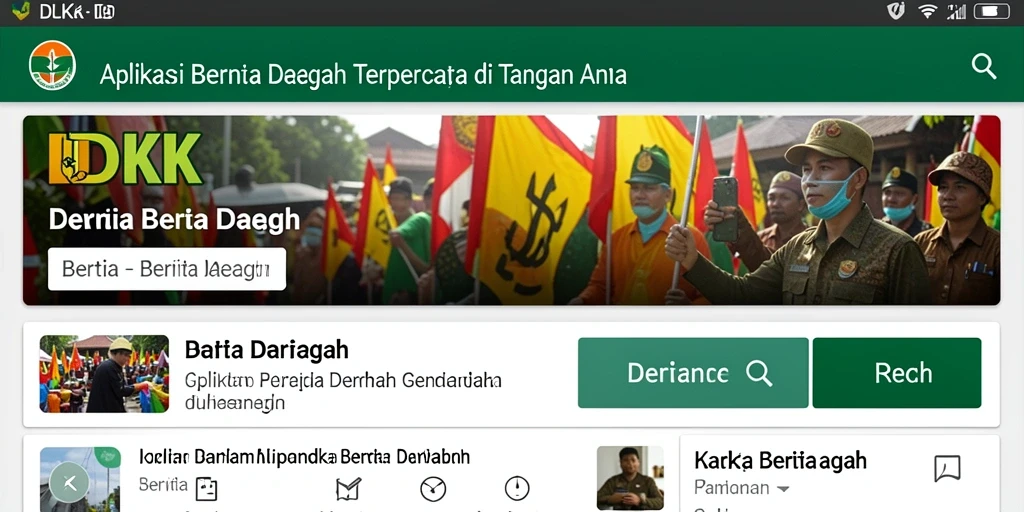 Antarmuka aplikasi DKK yang menampilkan berita daerah terkini.