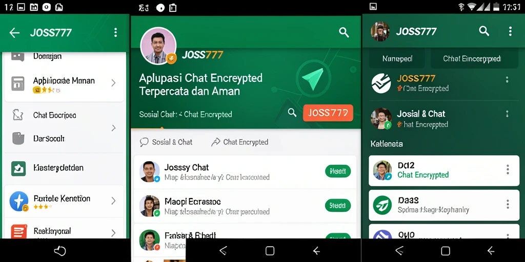Tampilan antarmuka aplikasi JOSS777 dengan fitur Chat Encrypted yang mudah digunakan.