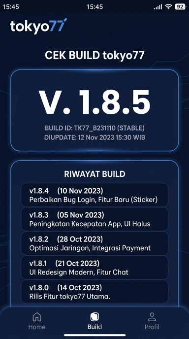 Riwayat Versi Aplikasi tokyo77 untuk Pengguna Android